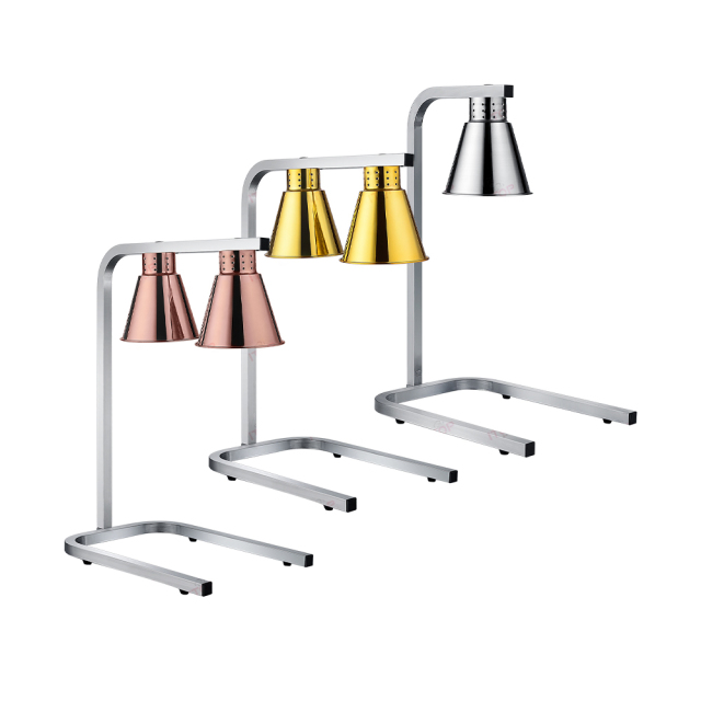 Stainless Steel Body Heating Infrared Food Warmer 2-lamp Heater Food Warming Lamp Double Bulb Warming Station