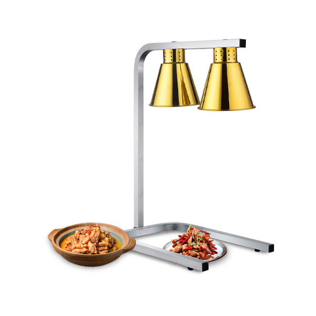 Stainless Steel Body Heating Infrared Food Warmer 2-lamp Heater Food Warming Lamp Double Bulb Warming Station