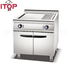 Hotel Restaurant Commercial 2/3 Flat 1/3 Grooved Plate Teppanyaki Grill Electric Griddle With Cabinet