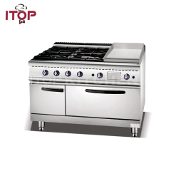 Free Standing Restaurant Commercial Stove Gas Cooker 4-burner Stove And Griddle With Oven