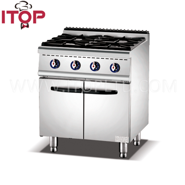 Commercial Restaurant Kitchen Appliances 4 Burner Range European Gas Cooktop Stove With Bottom Cabinet
