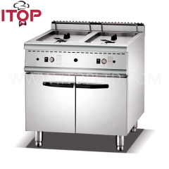 Double Tank Gas Deep Fryer Freestanding Restaurant Kitchen Equipment Commercial Gas Fryer With Cabinet