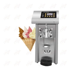 304 Stainless Steel Imported Compressor Commercial Auto Soft Ice Cream Making Machine Maker 1 Flavor With Cone Holder
