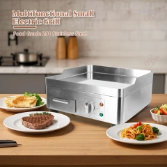 OEM Commercial Cooking Equipment 2000w Flat Top Bbq Griddle Stainless Steel Electric Teppanyaki Griddle Grill