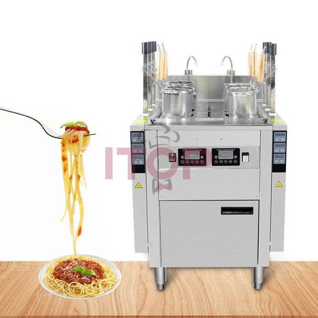 Commercial Smart Timer Rapid Ramen Cooker Automatic Pasta Cooker 6 Heads Automatic Lift-up Gas Noodle Cooker