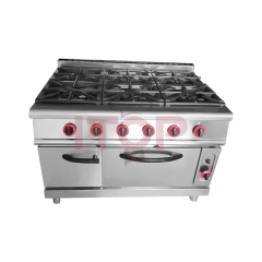 6 Burners Heavy Duty Commercial Hotel Cooking Equipment Gas Range Stove With Gas Oven
