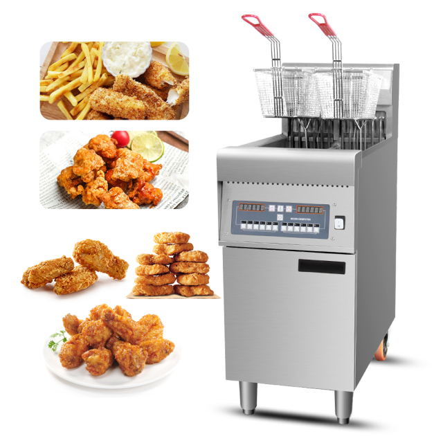12L+12L French Fries Deep Fryer Automatic Vertical Double Cylinder Chicken Chips Frying Machine