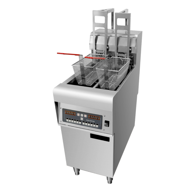 2 Tanks 12L+12L Electric Commercial Deep Fryer With Automatic Lifting Basket French Fries Fried Chicken Frying Machine