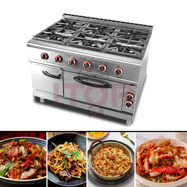 Wholesale Economical 6 Burner Cooking Range Gas Stove Cooker With Electric Oven Multi Kitchen Integrated Oven