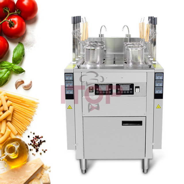 Commercial Smart Timer Rapid Ramen Cooker Automatic Pasta Cooker 6 Heads Automatic Lift-up Gas Noodle Cooker