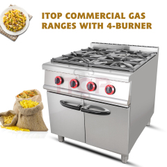 Full Series Restaurant Kitchen Equipment Stainless Steel Gas 4 Cookers Burners Stoves With Cabinet