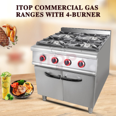 Full Series Restaurant Kitchen Equipment Stainless Steel Gas 4 Cookers Burners Stoves With Cabinet