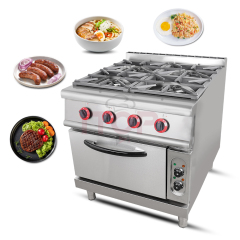 Multifunctional Free Standing 4 Burners Gas Stove With Electric Baking Oven For Restaurant Hotel Kitchen Solution