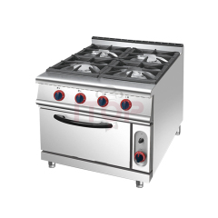 Commercial Kitchen Equipments Stainless Steel 4 Burners Gas Stoves With Gas Oven For Restaurant Hotel Kitchen Solution