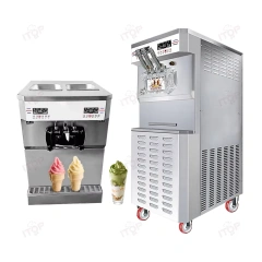 58L/H Dual Operating Control Systems Commercial Table Top Soft Ice Cream Machine Stainless Steel 3 Flavors