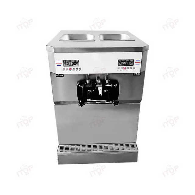 58L/H Dual Operating Control Systems Commercial Table Top Soft Ice Cream Machine Stainless Steel 3 Flavors
