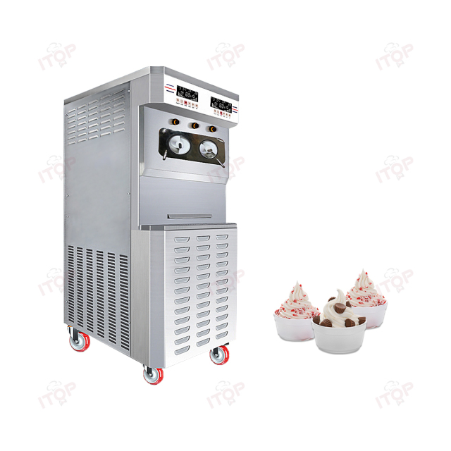58l/h Soft Ice Cream Maker Double Compressors Wtih Gear Pump 3 Flavours Soft Ice Cream Machine 10l*2 Hopper