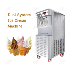 58l/h Soft Ice Cream Maker Double Compressors Wtih Gear Pump 3 Flavours Soft Ice Cream Machine 10l*2 Hopper