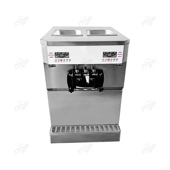 58l/h Soft Ice Cream Maker Double Compressors Wtih Gear Pump 3 Flavours Soft Ice Cream Machine 10l*2 Hopper
