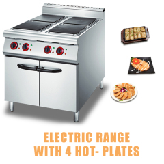 Restaurant Kitchen Cooking Equipment Durable Electric 4 Square Heat Plate Cooker With Cabinet