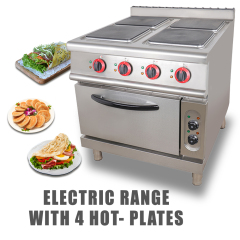 Heavy Duty Hot Plate Cooker Electric Stove Commercial Electric Ranges With 4 Square Plates And Oven