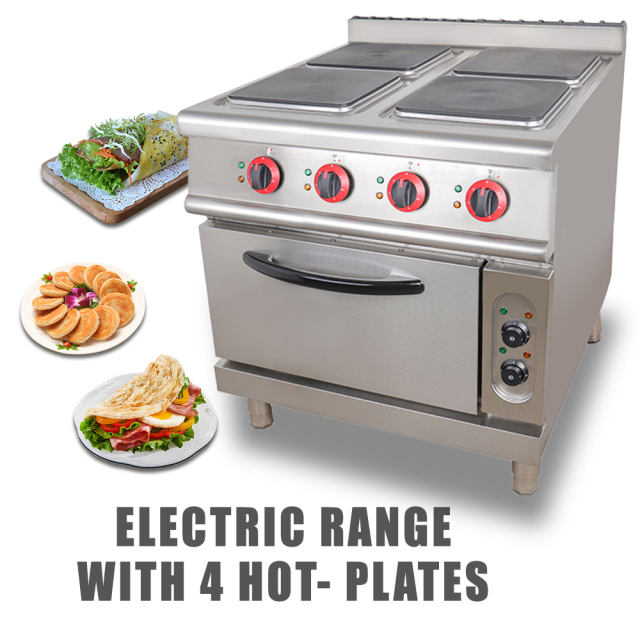 Heavy Duty Hot Plate Cooker Electric Stove Commercial Electric Ranges With 4 Square Plates And Oven
