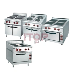Heavy Duty Hot Plate Cooker Electric Stove Commercial Electric Ranges With 4 Square Plates And Oven