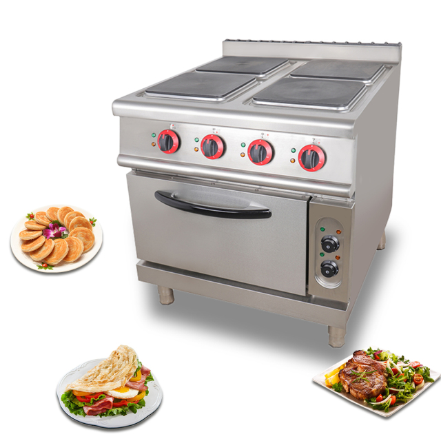 Heavy Duty Hot Plate Cooker Electric Stove Commercial Electric Ranges With 4 Square Plates And Oven