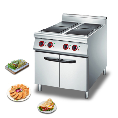 Restaurant Kitchen Cooking Equipment Durable Electric 4 Square Heat Plate Cooker With Cabinet