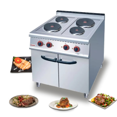 Professional Kitchen Equipment Electric 4 Round Cooking Stove With Cabinet Combination Cookers With 4 Hot Plate