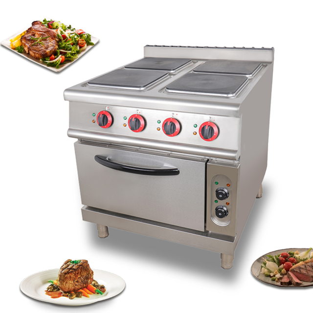 Heavy Duty Hot Plate Cooker Electric Stove Commercial Electric Ranges With 4 Square Plates And Oven