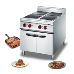 Restaurant Kitchen Cooking Equipment Durable Electric 4 Square Heat Plate Cooker With Cabinet