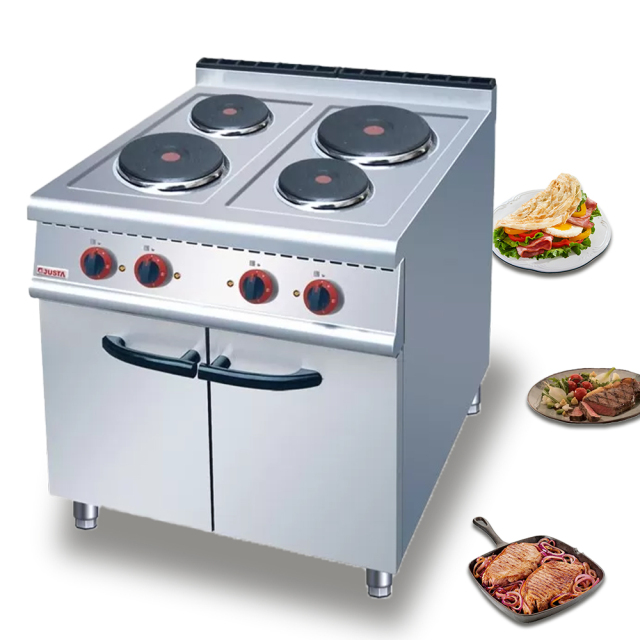 Professional Kitchen Equipment Electric 4 Round Cooking Stove With Cabinet Combination Cookers With 4 Hot Plate