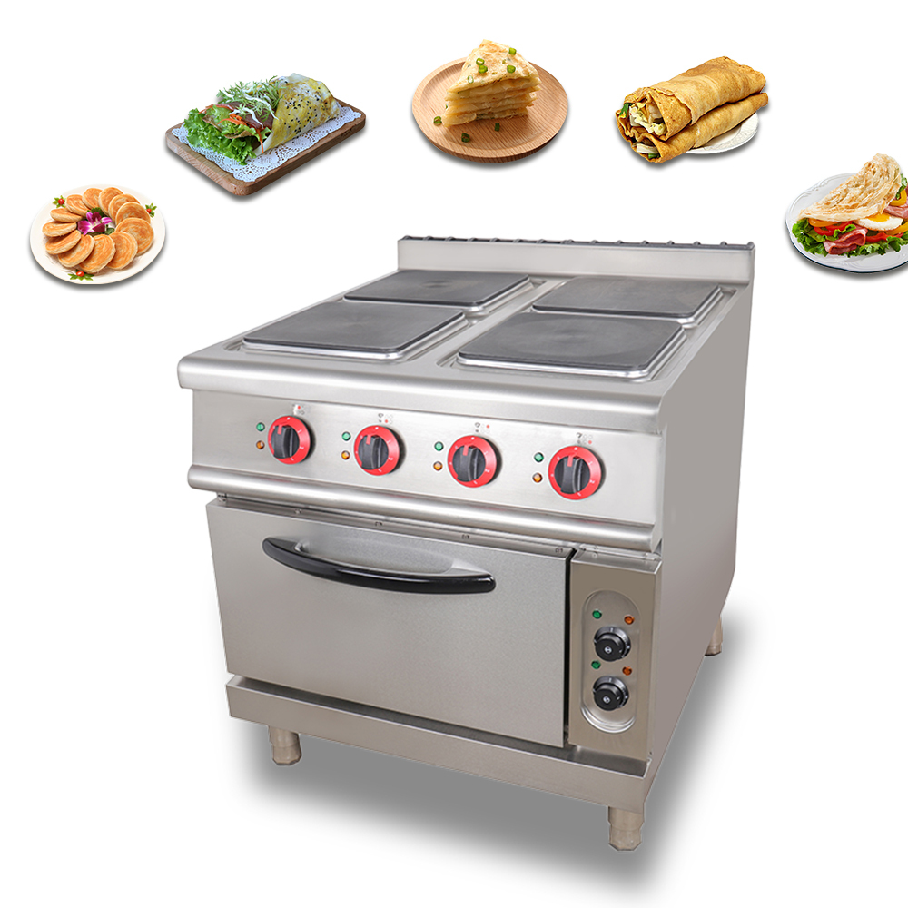Heavy Duty Hot Plate Cooker Electric Stove Commercial Electric Ranges With 4 Square Plates And Oven