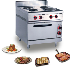 Commercial Restaurant Hotel Kitchen Stainless Steel Electric 4 Round Hot Plate Stove With Oven Electric Range Oven