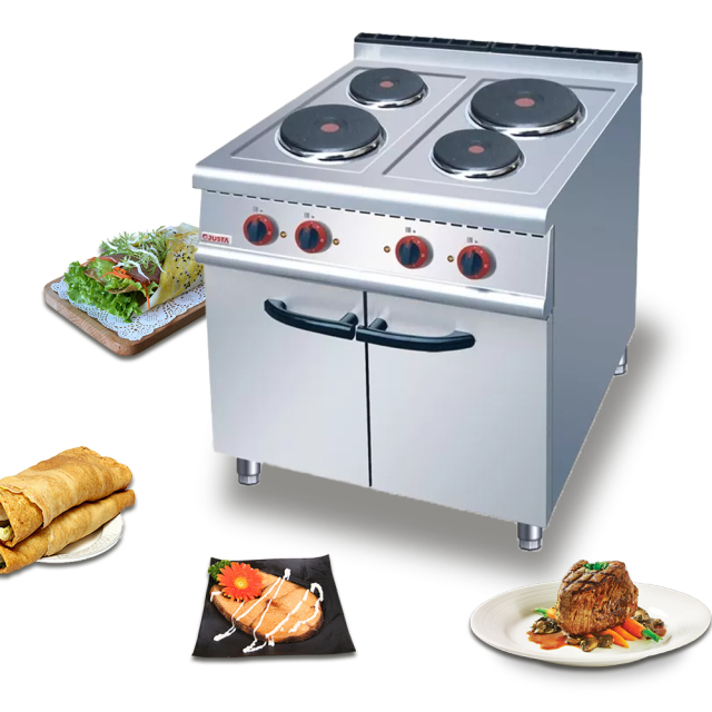 Professional Kitchen Equipment Electric 4 Round Cooking Stove With Cabinet Combination Cookers With 4 Hot Plate