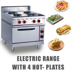 Commercial Restaurant Hotel Kitchen Stainless Steel Electric 4 Round Hot Plate Stove With Oven Electric Range Oven