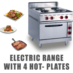 Commercial Restaurant Hotel Kitchen Stainless Steel Electric 4 Round Hot Plate Stove With Oven Electric Range Oven