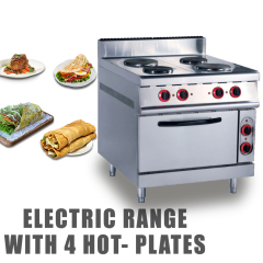 Commercial Restaurant Hotel Kitchen Stainless Steel Electric 4 Round Hot Plate Stove With Oven Electric Range Oven