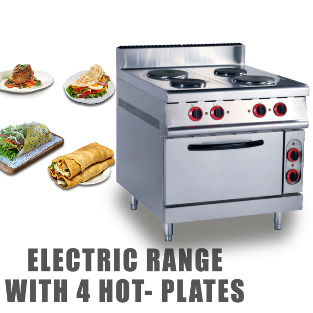 Commercial Restaurant Hotel Kitchen Stainless Steel Electric 4 Round Hot Plate Stove With Oven Electric Range Oven