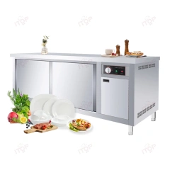 Industrial Stainless Steel Work Table With Sliding Door for Food Prep Kitchen Dish Warmer for Hotels Restaurants