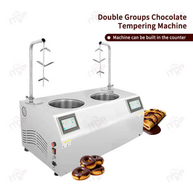 Independent Control Two Pots Chocolate Tempering Machine Chocolate Dispenser 7l+7l Chocolate Melting Pans Machine