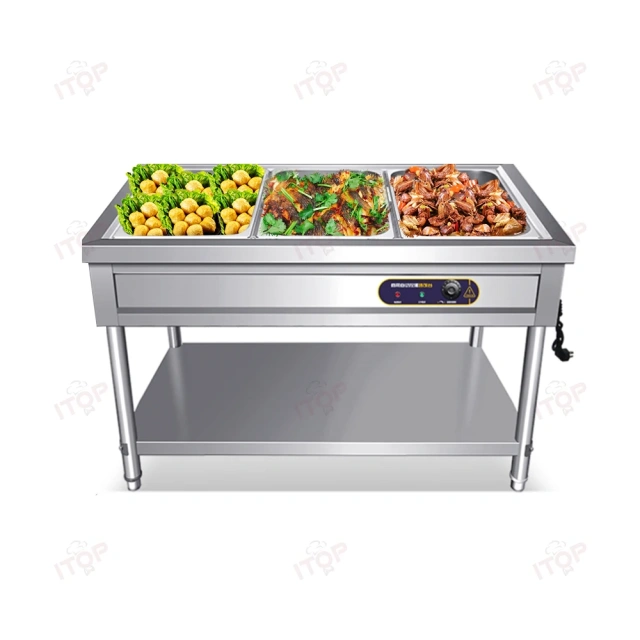 Hotel Restaurant Equipment Electric Food Catering Stainless Steel Bain Marie Warmer Food Warming Machine 3*1/1GN Pan