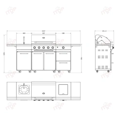 Customizable Luxury Commercial Villa Courtyard Kitchen Outdoor Bbq Grill Set With Bbq Grill Kitchen Cabinet Washing Sink Freezer