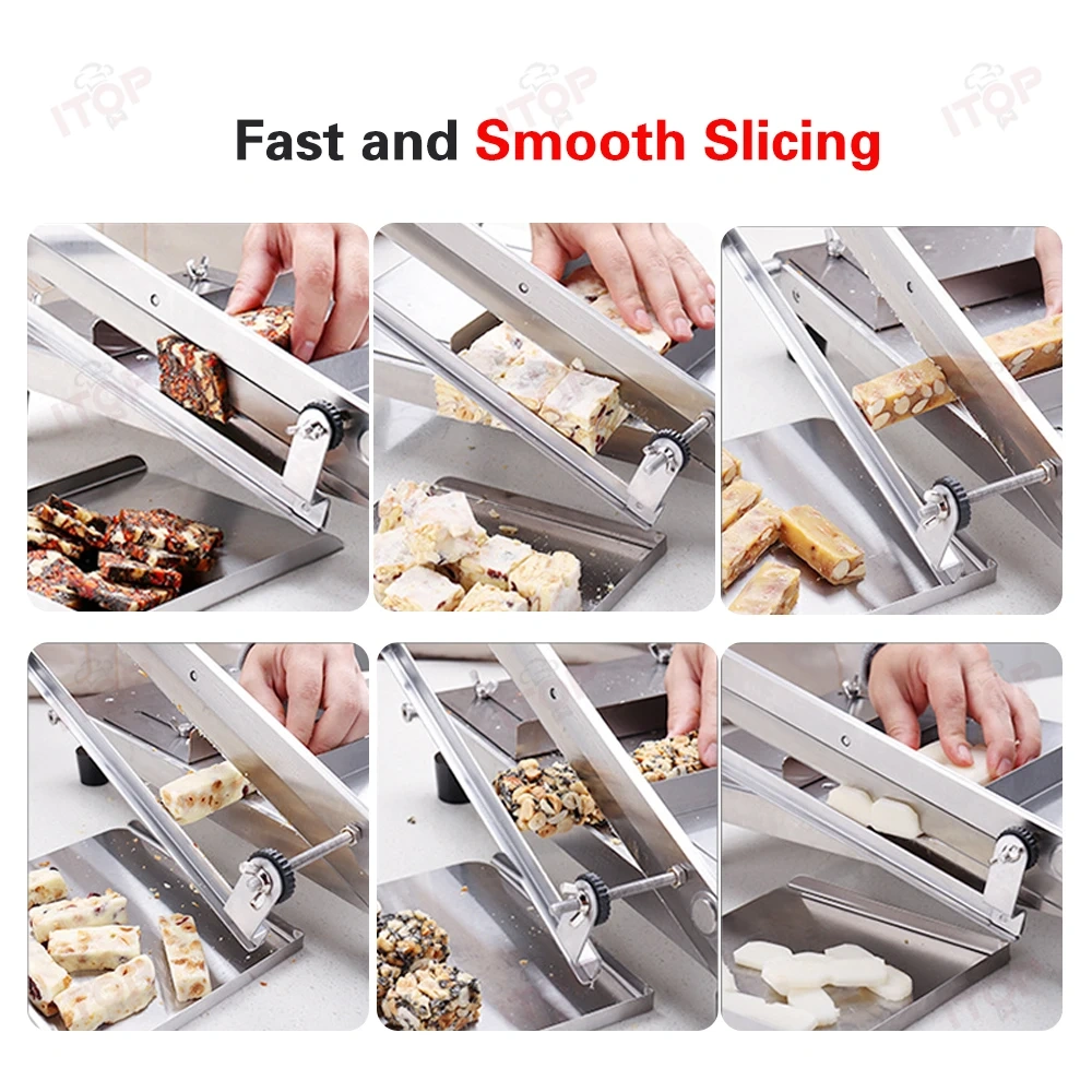 Manual Stainless Steel Peanut Caramel Cookies Cutter Nougat Candy Cutting Slicing Machine