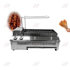 Automatic Flip Skewers Kebab Machine Commerical Indoor Gas Grills 360 Rotary Kebab Sticks Stainless Steel Barbecue Grill