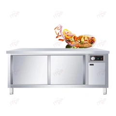 Industrial Stainless Steel Work Table With Sliding Door for Food Prep Kitchen Dish Warmer for Hotels Restaurants