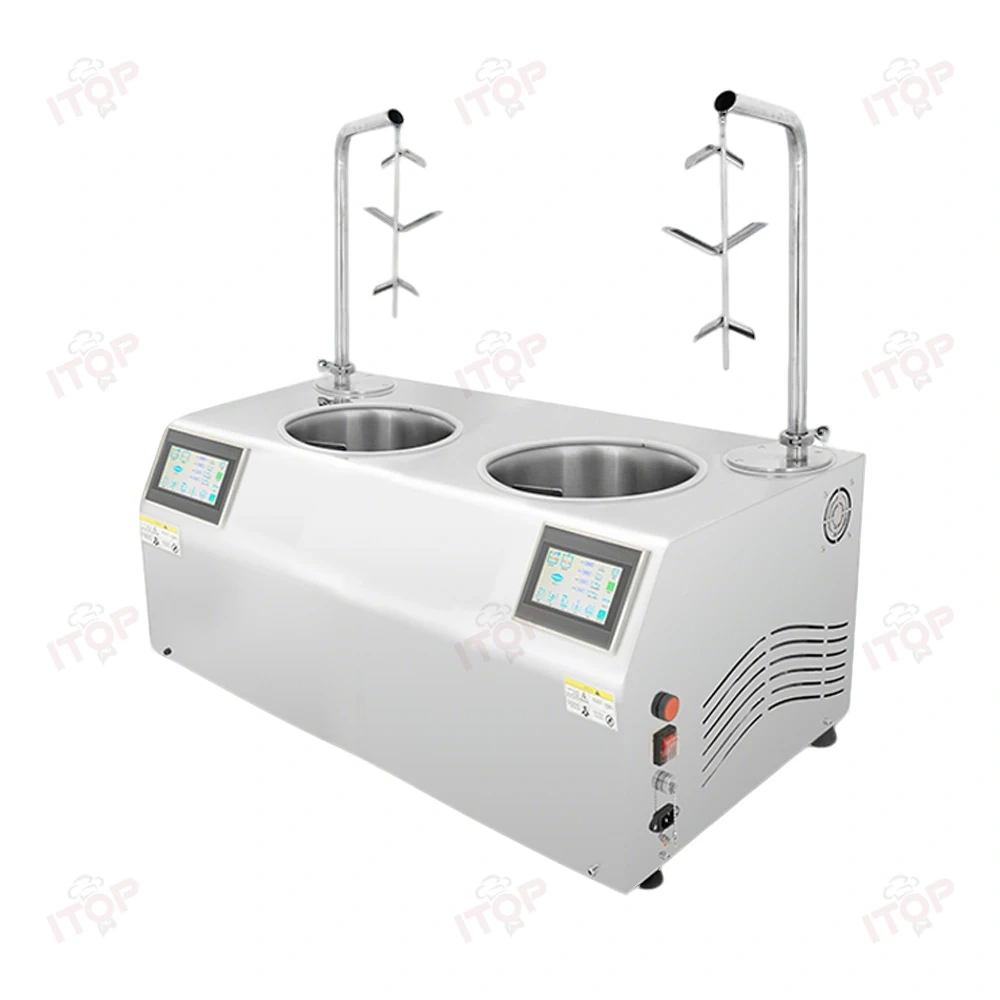 Independent Control Two Pots Chocolate Tempering Machine Chocolate Dispenser 7l+7l Chocolate Melting Pans Machine