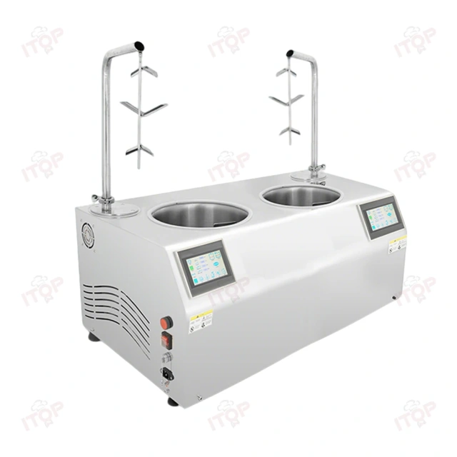 Independent Control Two Pots Chocolate Tempering Machine Chocolate Dispenser 7l+7l Chocolate Melting Pans Machine