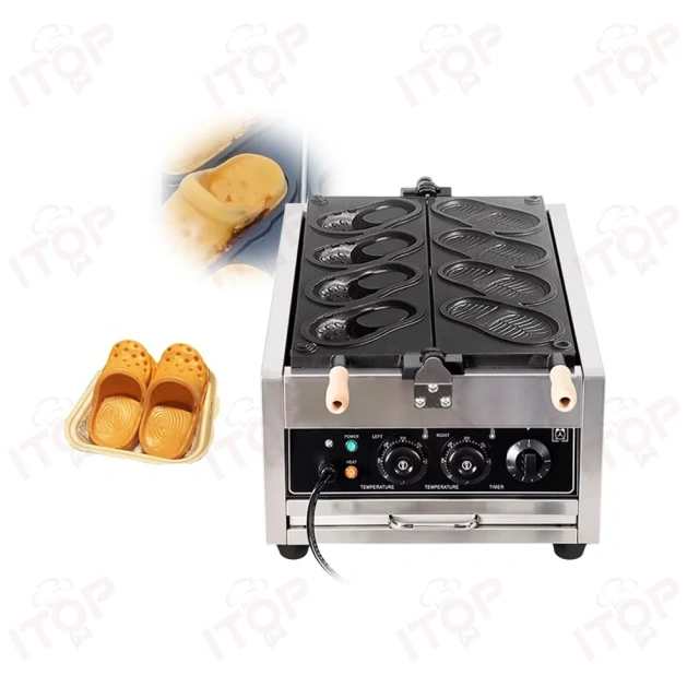 Restaurant Equipment Electric 4pcs Shoe Waffle Maker Stainless Steel Commercial Crocs Waffle Machine